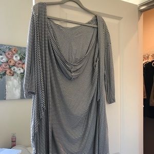 Navy and white stripped cardigan with hood